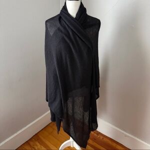Eileen Fisher Long Shawl Wrap Mohair Wool Black M / L